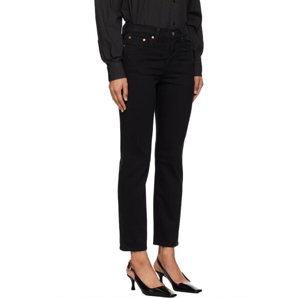 Levi's Wedgie Straight Leg Black Jeans Sz 23 - Picture 1 of 7